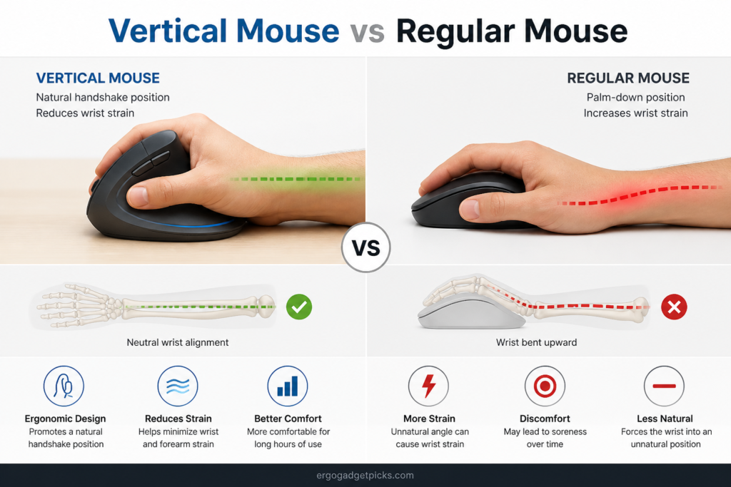 Vertical Mouse vs Regular Mouse: Which Is Better for Comfort, Productivity & Wrist Pain?