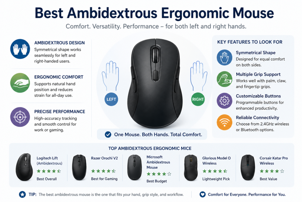 10 Best Ambidextrous Ergonomic Mouse for Both Hands